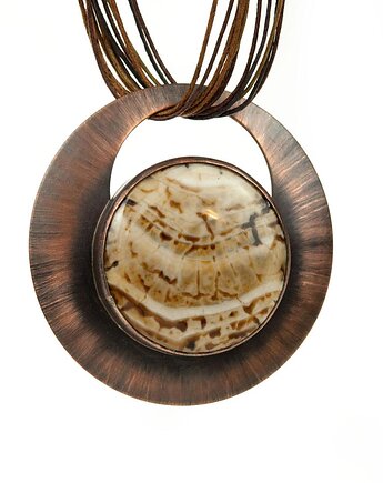 Miedziany naszyjnik z agatem w odcieniu cappuccino, Artseko