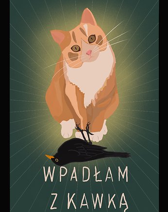 Wpadłam z kawką -  Kolaż - plakat - wydruk, Magda Rzeźniczak