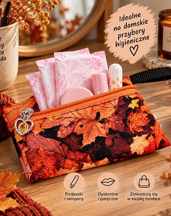 Etui do torebki etui na przybory higieniczne damskie etui liście jesienne, Uszyciuch