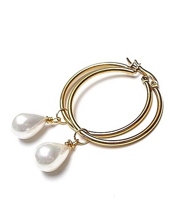 Kolczyki pozłacane Pearls [white] perły vol. 3, KiKa pracownia