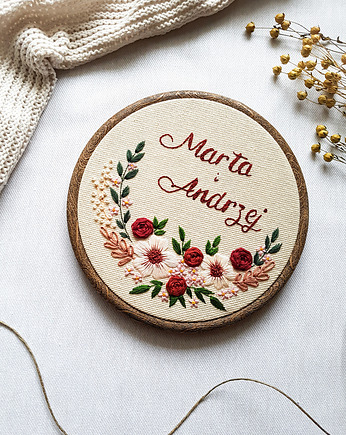 Personalizowany haftowany tamborek - pamiątka, rocznica, ślub, madlenkova