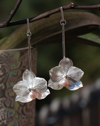Orchidea, storczyk, kolczyki srebrne, Jansen Diamonds