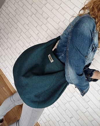 Duża torba  worek boho  turkusowa  XXL na ramię, Made by Joan