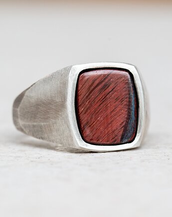 Sygnet srebrny 925 z rzadkim kamieniem Bycze Oko, Spirit Workshop