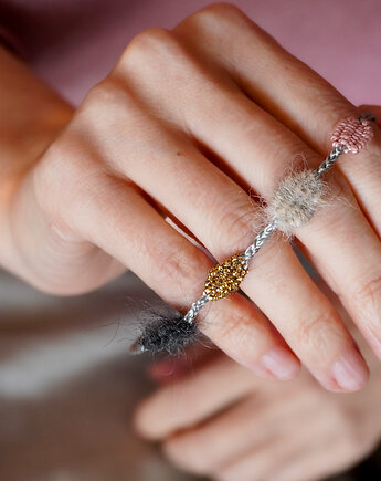 Unikatowa bransoletka na sznurku z elementami tkanymi, Słońcem Tkane