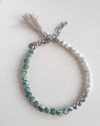 Bransoletka MULTI MIDI  howlit, jaspis zielony, hematyt, modesign