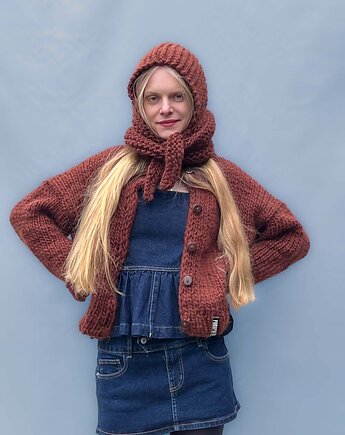 100% MERINO szaliko kaptur, PANAPUFA