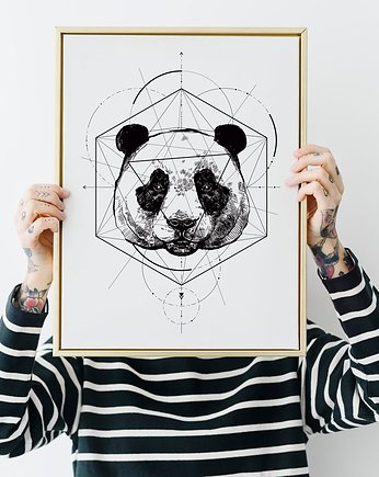Plakat Panda geometria, OKAZJE - Prezent na Parapetówkę