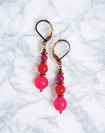 SUMMER ENERGY : kolorowy jadeit IV : kolczyki 47mm, kaktusia