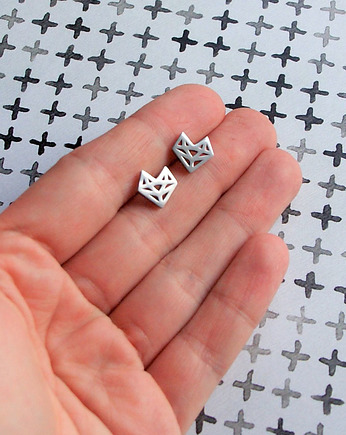 Geometric hearts : mini kolczyki srebrne : silver, kaktusia