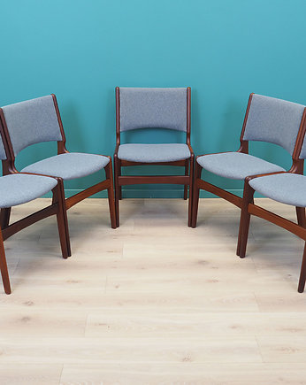 Komplet pięciu krzeseł , duński design, lata 70, produkcja: Henning Kjaernulf, Przetwory design