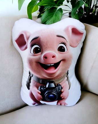 Poduszka świnka fotograf przytulanka świnka maskotka ze świnką, Uszyciuch