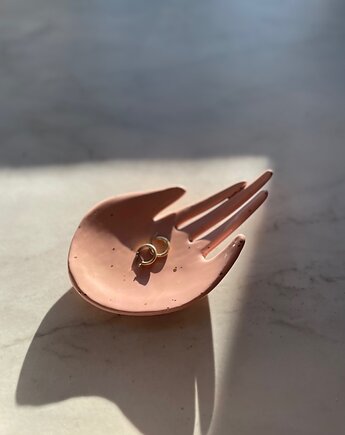 Ceramiczna Łapka Handmade Talerzyk na Biżuterię Różowa w Złote Ciapki, Maison Fragile