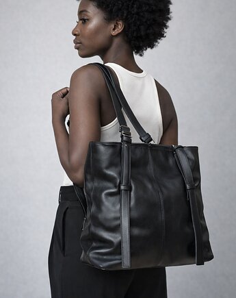 Czarna skórzana torba ze skóry naturalnej, Łagoda