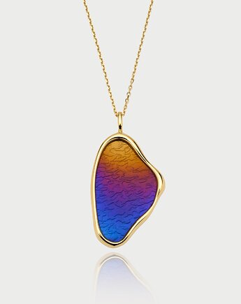 Naszyjnik - złoty, srebrny duży z kolorowego  tytanu na łańcuszku, Ade Art