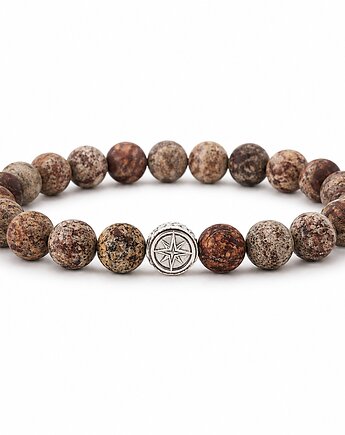 Bransoletka męska KOMPAS -agat tybetański i srebro 925, ISSI Jewelry