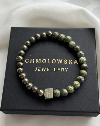 Bransoletka Męska Piryt i Serpentynit, Chmolowska Jewellery