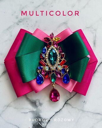 Brosza z kolekcji MULTICOLOR  z kolorowymi kryształami New, Pudrowy Różowy