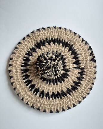 Unikatowy beret w wielokolorowe wzory., Ula Raclawska