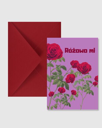 Kartka z kwiatami, różowo mi, DODUMU