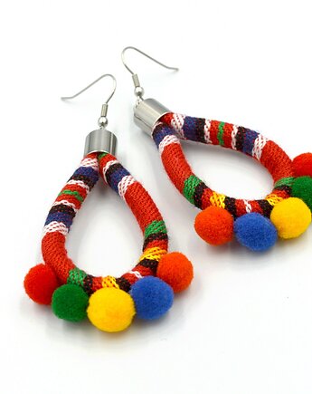 Kolczyki boho MEXICANO POMPONS, Beezoo