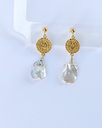 Kolczyki pozłacane z perłami KESHI, Studio Gazela