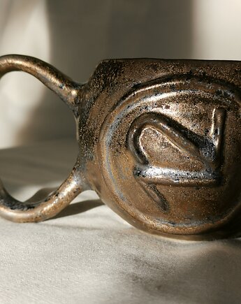 Kubek kettlebell  złoty - 12 kg, szkliwiona_art