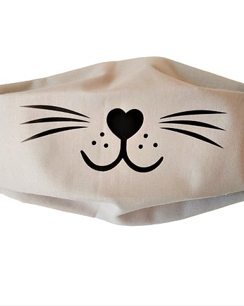 Bawełniana maseczka z kotem szara uniseks, THE MISS CAT