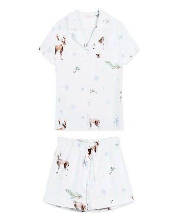Piżama Renifery krótka, White pocket