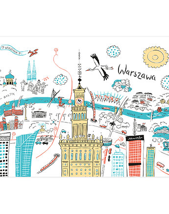 Plakat A4 Warszawa Panorama, Gliniana Kura