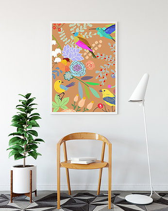 Plakat. Kwiaty i ptaki, Love Life and Forest