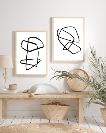 DWA PLAKATY abstrakcyjne linie minimalistyczne, black dot studio