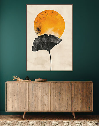 Miłorząb - Plakat, druk - Chiński Orient, Harmonia Zen, Roślinny #46, Black Sapphire Art