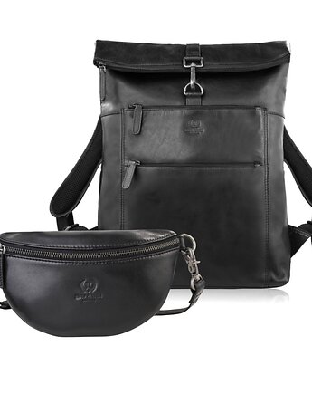 Plecak skórzany SL-02-BL i saszetka nerka damska SL-05-BL Zestaw prezentowy Z, Paolo Peruzzi