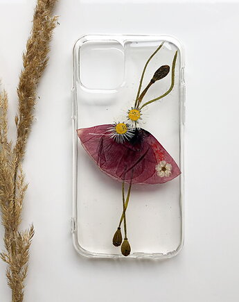 Etui na telefon z suszonymi kwiatami- baletnica, fernandfelt