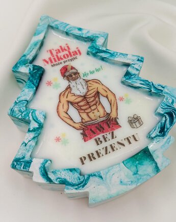 Śmieszny prezent na Mikołajki / świeca sojowa w pudełku, Swiecznikowo