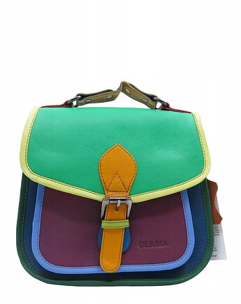 Torebka damska kolorowa skórzana skóra naturalna rączka pasek OLIVKA, Olivka Warsaw