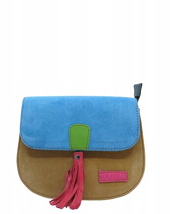 Torebka listonoszka zamszowa damska regulowany pasek kolorowa OLIVKA, Olivka Warsaw