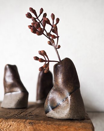 Mini wazon szaro-brązowy, drobne sztuki