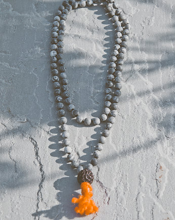 AGHORI MALA naszyjnik z jaspisu rudraksza INDIE, NOMAD ACCESSORIES