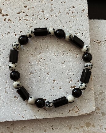 Bransoletka męska Jaspis Dalmatyński i Turmalin, Chmolowska Jewellery