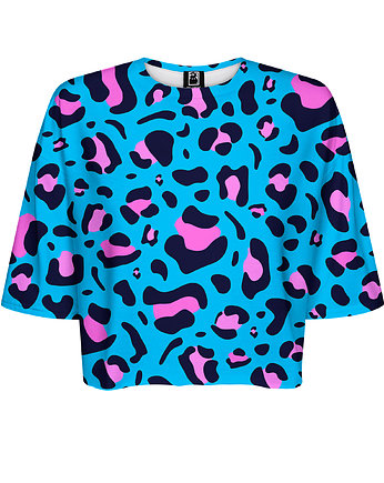 DR.CROW T-shirt Krótki CROP Panterka Blue, DrCrow