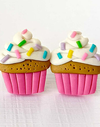 Kolczyki różowe babeczki z posypką, OMIFIMO