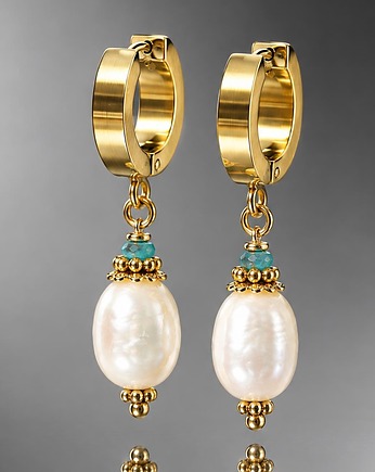 Kolczyki pozłacane Pearls [white] perły vol. 23, KiKa pracownia
