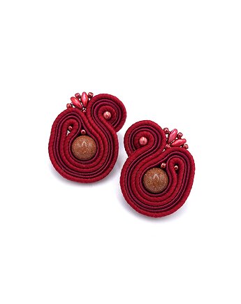 Kolczyki sutasz bordowe sztyfty Largo z piaskiem pustyni małe lekkie, Katrina Rossa