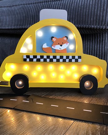 Lampka Drewniana Samochód TAXI, NINKI WOOD