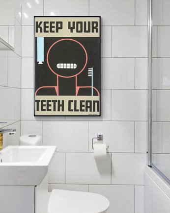 PLAKAT vintage retro do łazienki, black dot studio