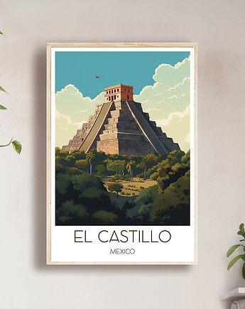 Meksyk - El Castillo - Plakat, pamiątka dla podróżnika, Black Sapphire Art