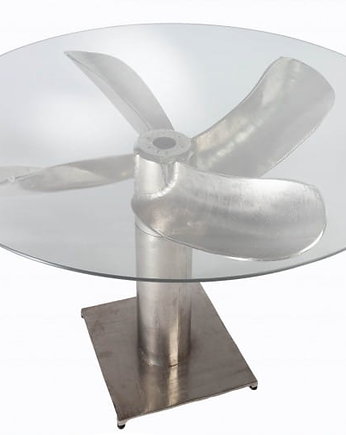 Stolik kawowy śruba Ocean ze szklanym blatem srebrny 105cm, OKAZJE - Prezent na Rocznice ślubu