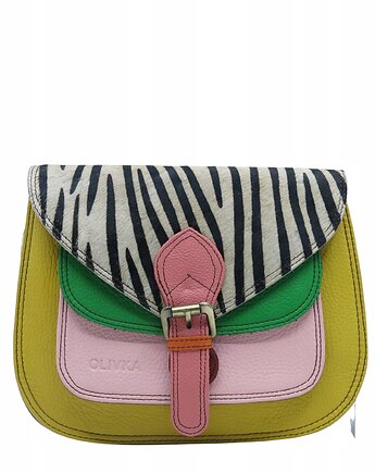 Torebka listonoszka elegancka regulowany pasek skórzana kolorowa OLIVKA, Olivka Warsaw